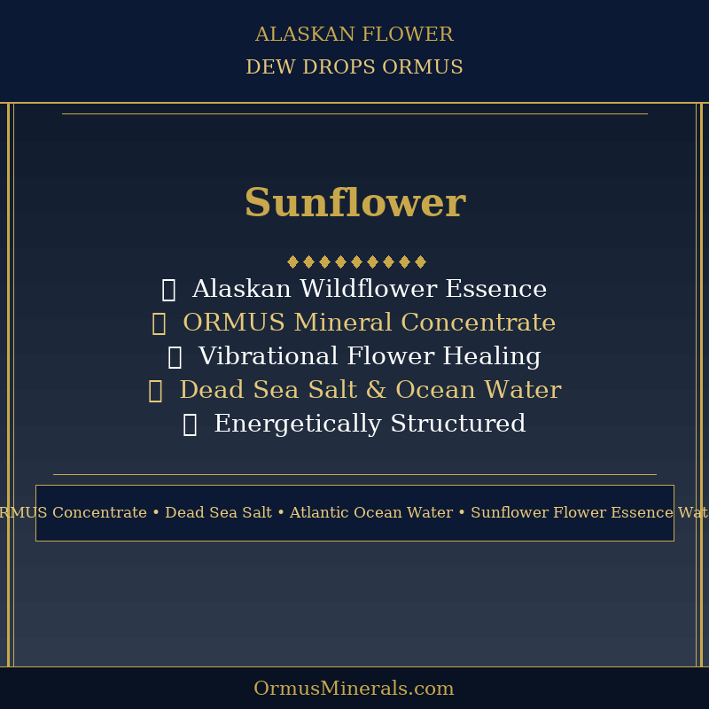 Ormus Minerals Alaskan Flower SUNFLOWER Dew Drops 8oz Extra Strength 2x