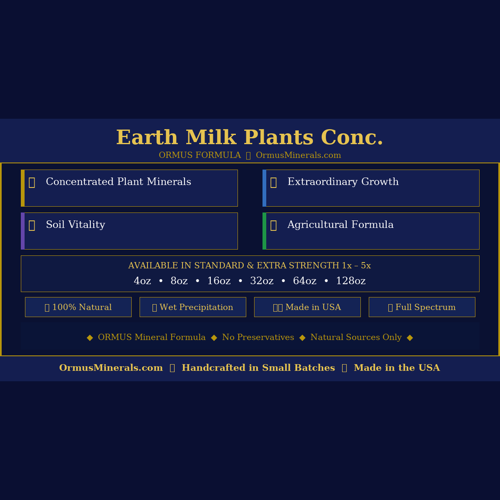 Ormus Earth Milk for Plants Concentrate Ormus 16oz Standard