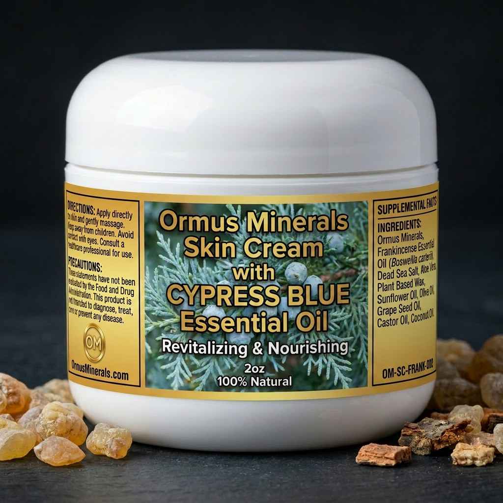 Ormus Minerals Skin Cream with Cypress Blue Essential Oil