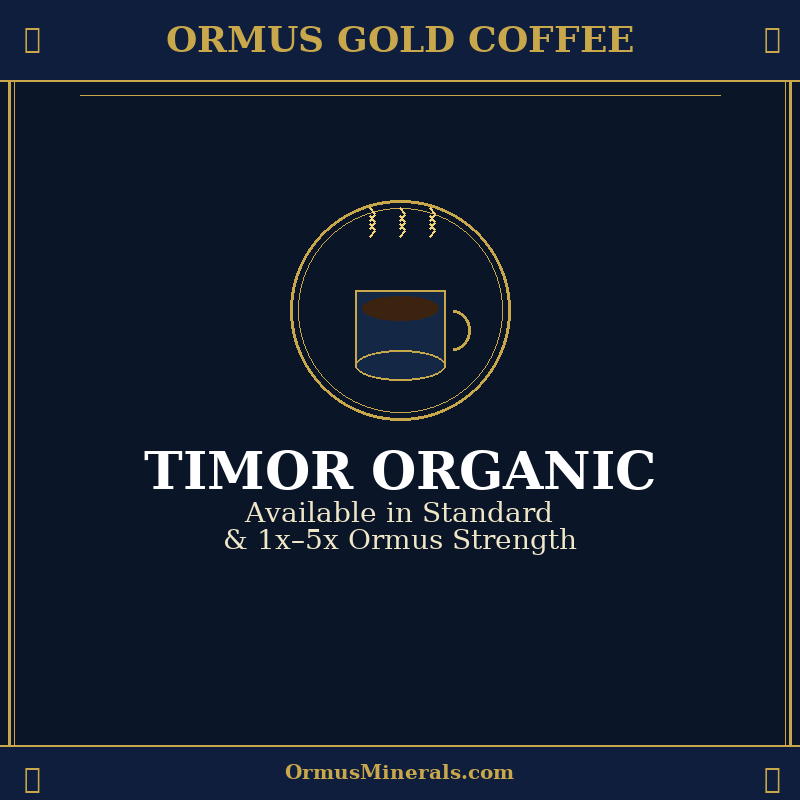Ormus Gold Coffee Timor Organic Strength Tiered