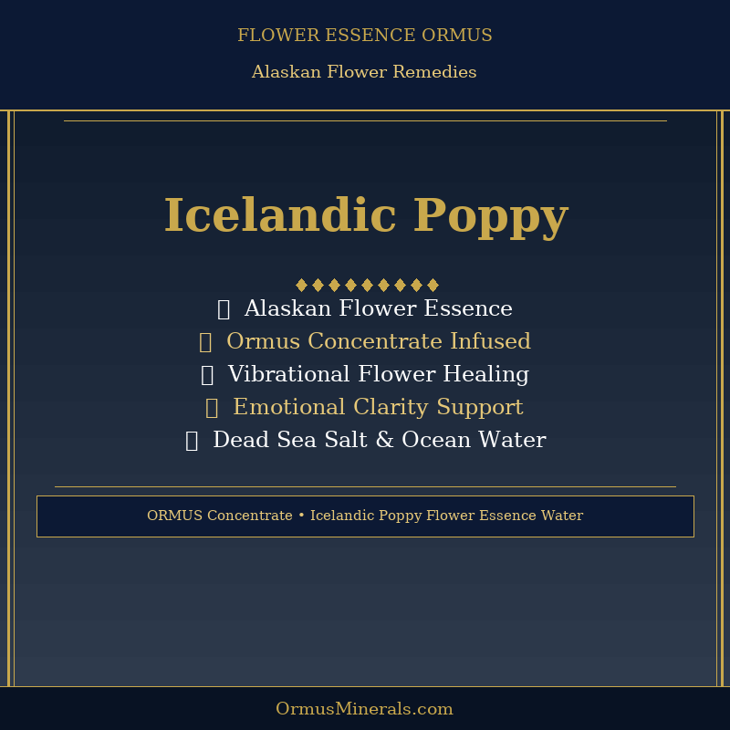 Ormus Minerals ICELANDIC POPPY Flower Essence Imprinted Ormus 16oz