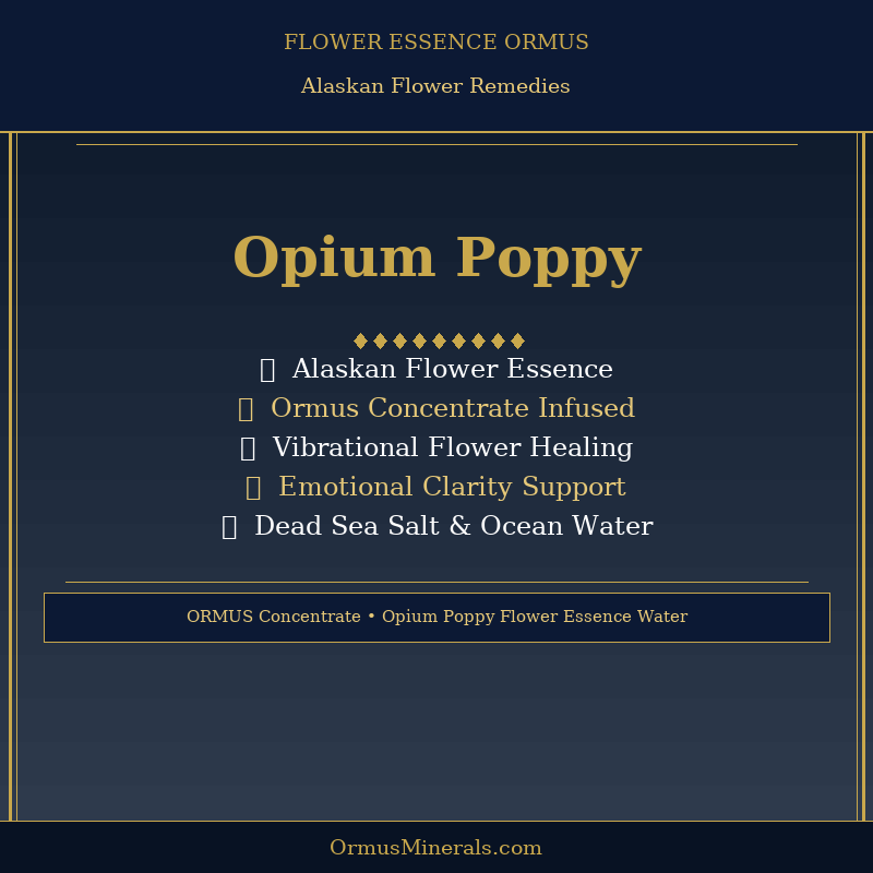Ormus Minerals OPIUM POPPY Flower Essence Imprinted Ormus 16oz