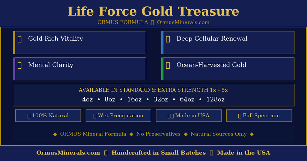 Ormus Formula Life Force Ormus Gold Treasure 16oz
