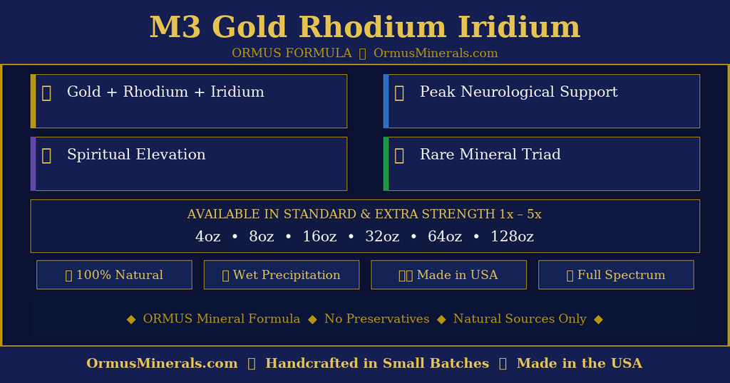 Ormus Minerals M3 Ormus Minerals Gold Rhodium Iridium 4oz Extra Strength 4x