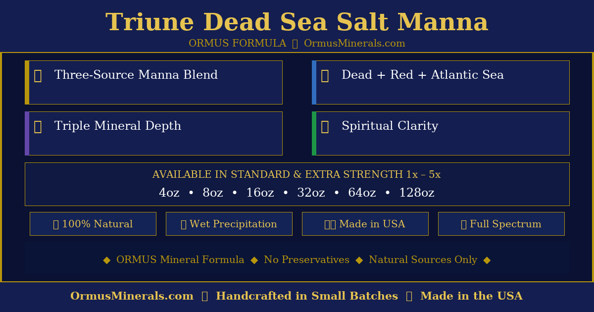 Triune Dead Sea Salt Ormus Manna Ormus 32oz 2x Extra Strength