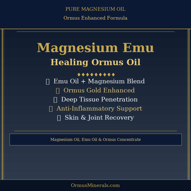 Ormus Minerals Healing Magnesium Oil with EMU Oil 4oz